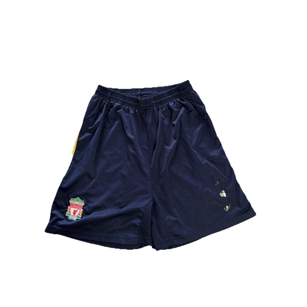 Liverpool FC Adidas Soccer Shorts Navy Yellow Approx Size S 25" Waist See Flaw